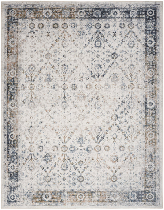 Nourison Home Astra Machine Washable  Ivory Blue  Traditional
