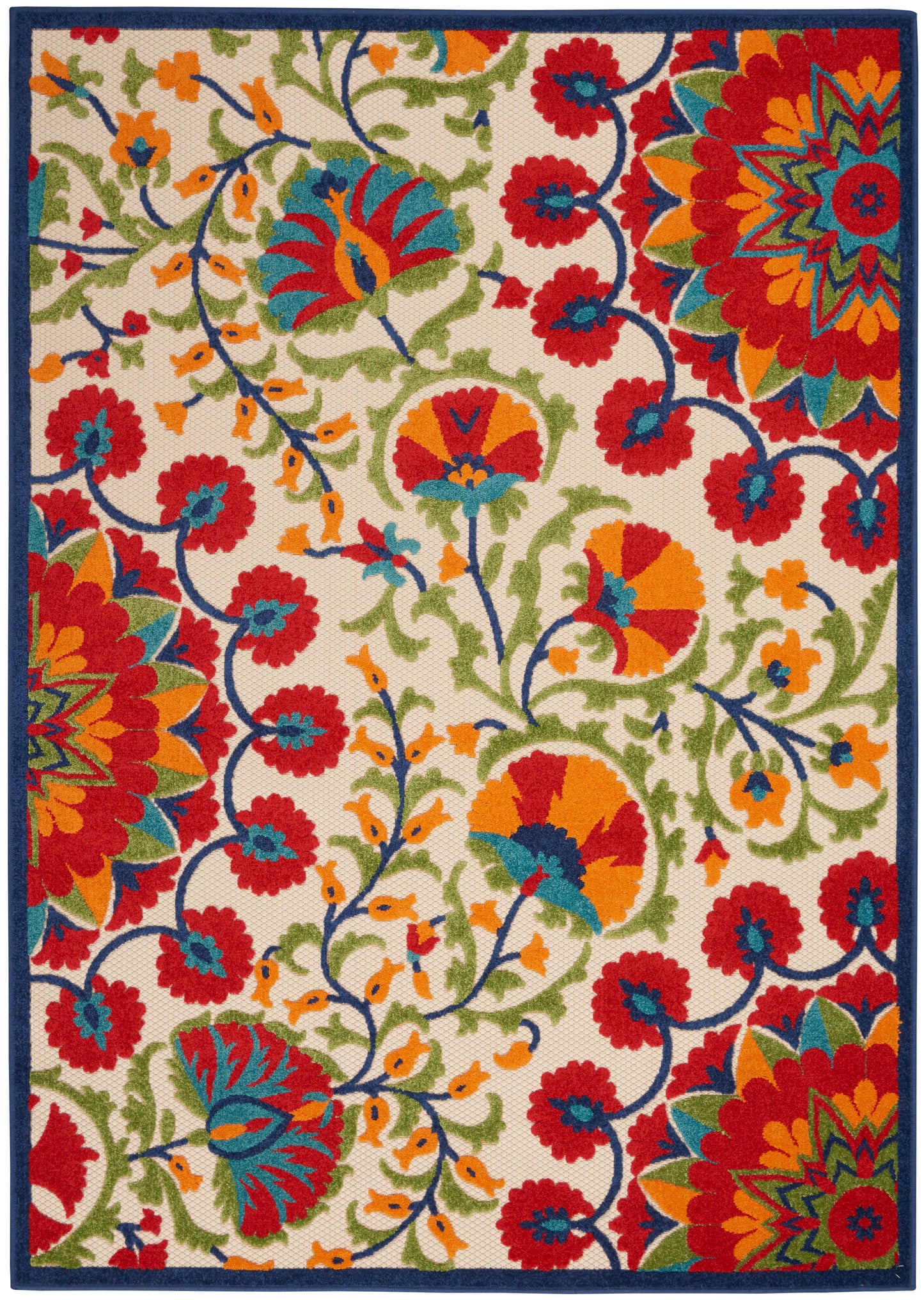 Nourison Home Aloha ALH20 Red Multicolor Contemporary Power-loomed Rugs