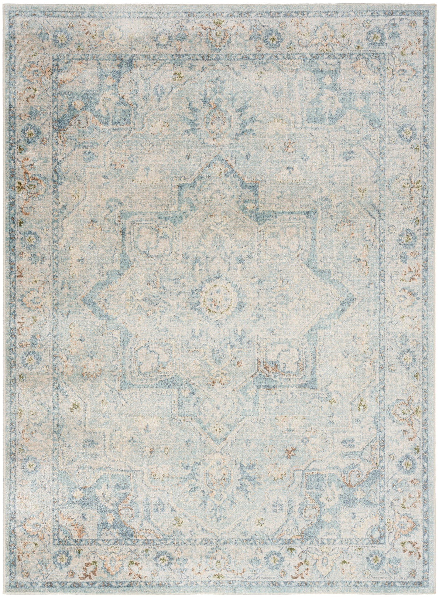 Nourison Home Astra Machine Washable ASW12 Light Blue Traditional Power-loomed Rug