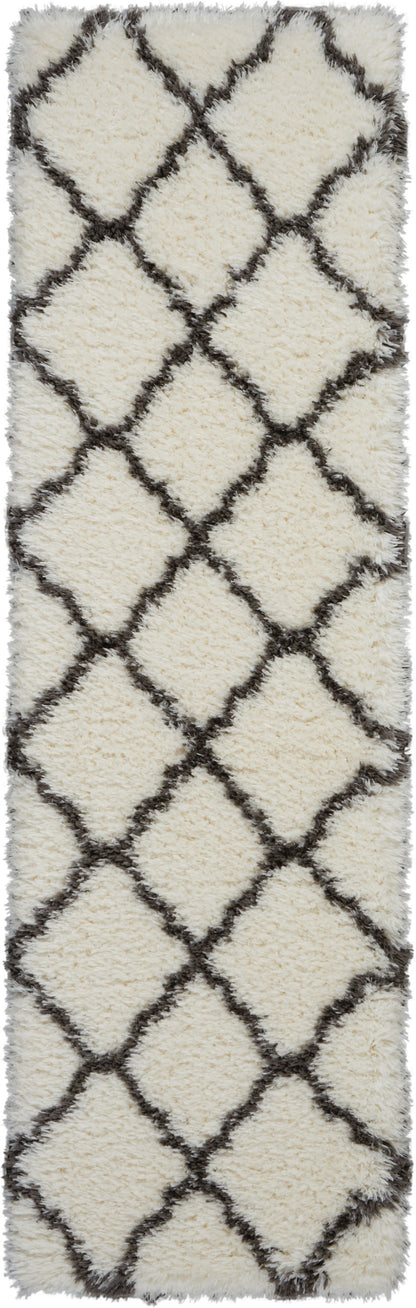 Nourison Home Luxe Shag LXS02 Ivory Charcoal Contemporary Power-loomed Rug