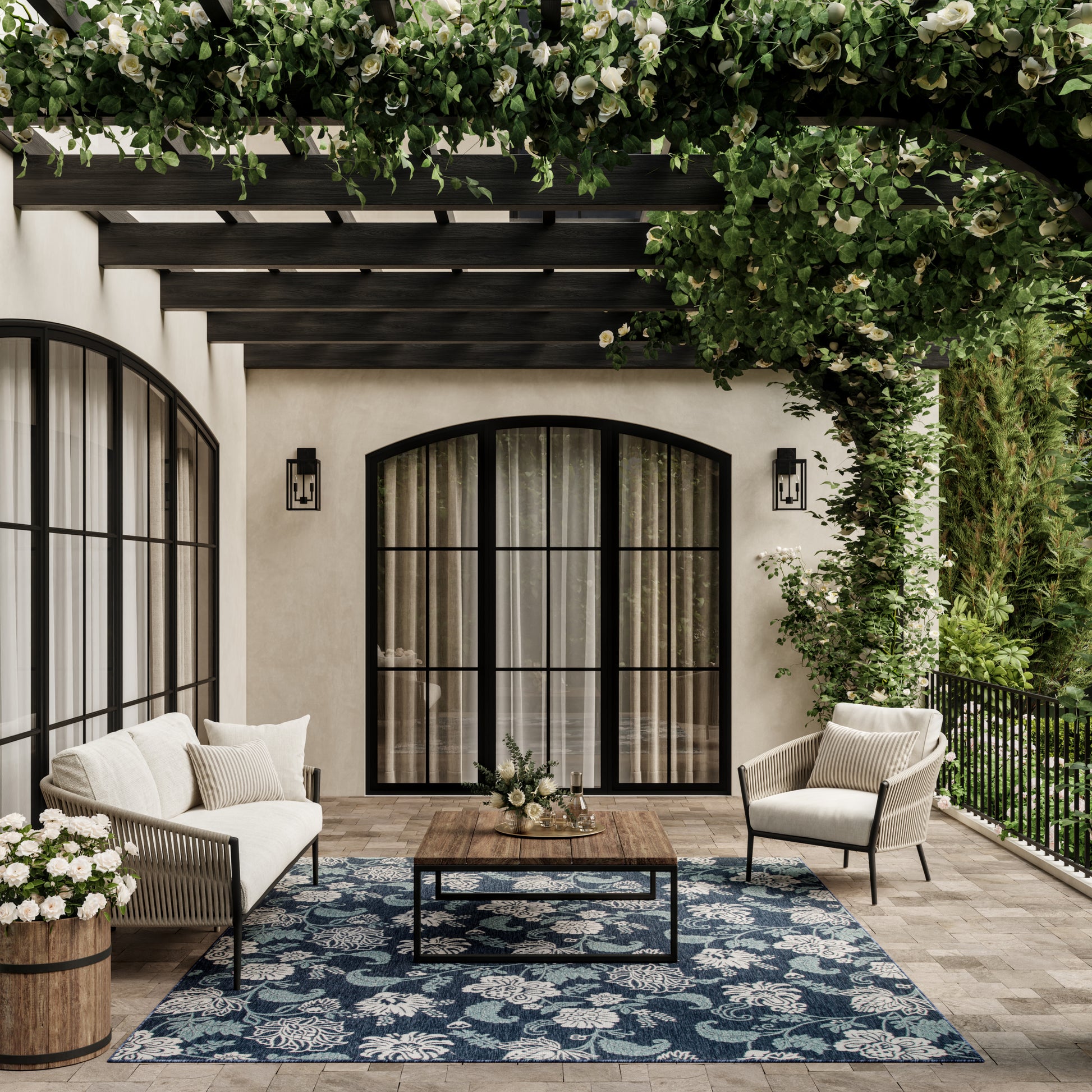 Nourison Home Garden Oasis  Navy  Contemporary