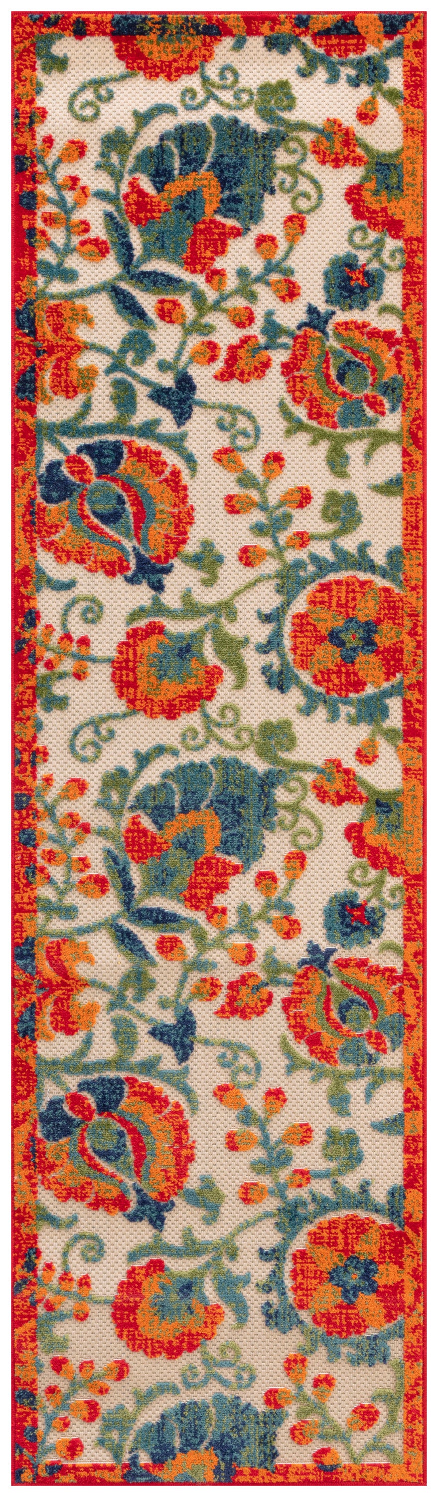 Nourison Home Aloha ALH17 Red Multicolor Contemporary Power-loomed Rugs