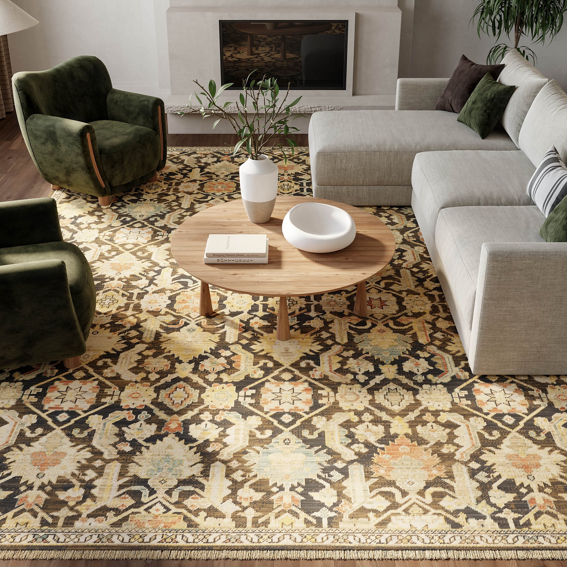 Nourison Home Antique Bloom  Mocha Multicolor  Traditional