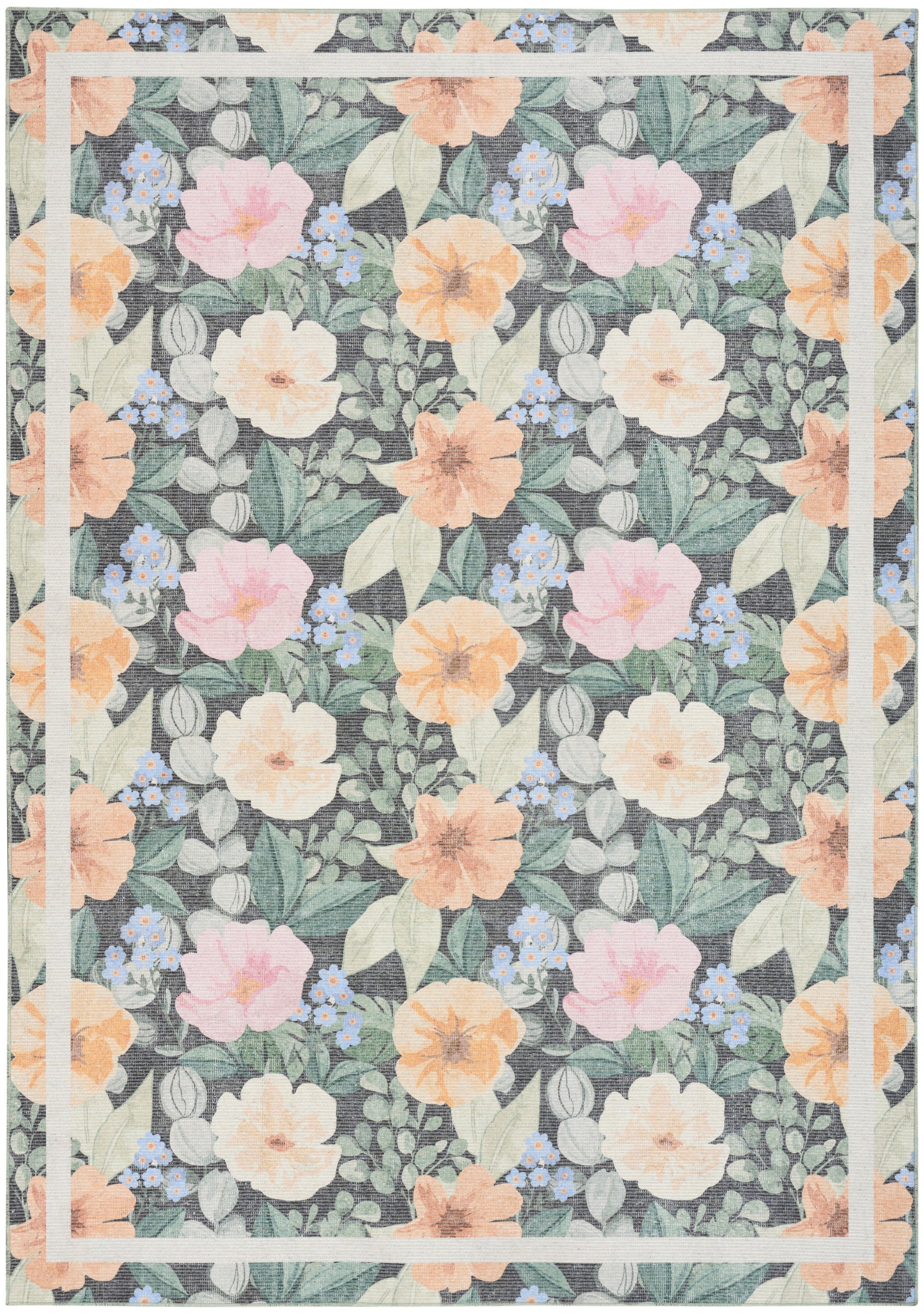 Nourison Home Botanical Washables  Charcoal Multicolor  Contemporary