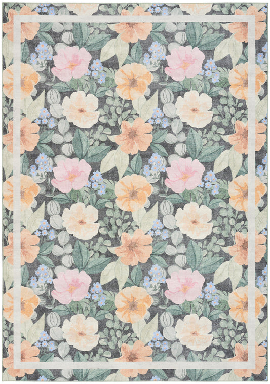Nourison Home Botanical Washables  Charcoal Multicolor  Contemporary