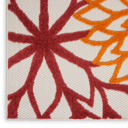 Nourison Home Aloha  Red Multicolor  Contemporary