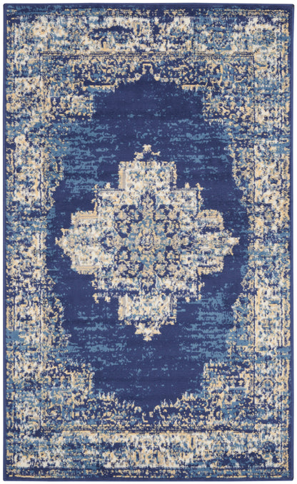 Nourison Home Grafix GRF14 Navy Blue Transitional Power-loomed Rug