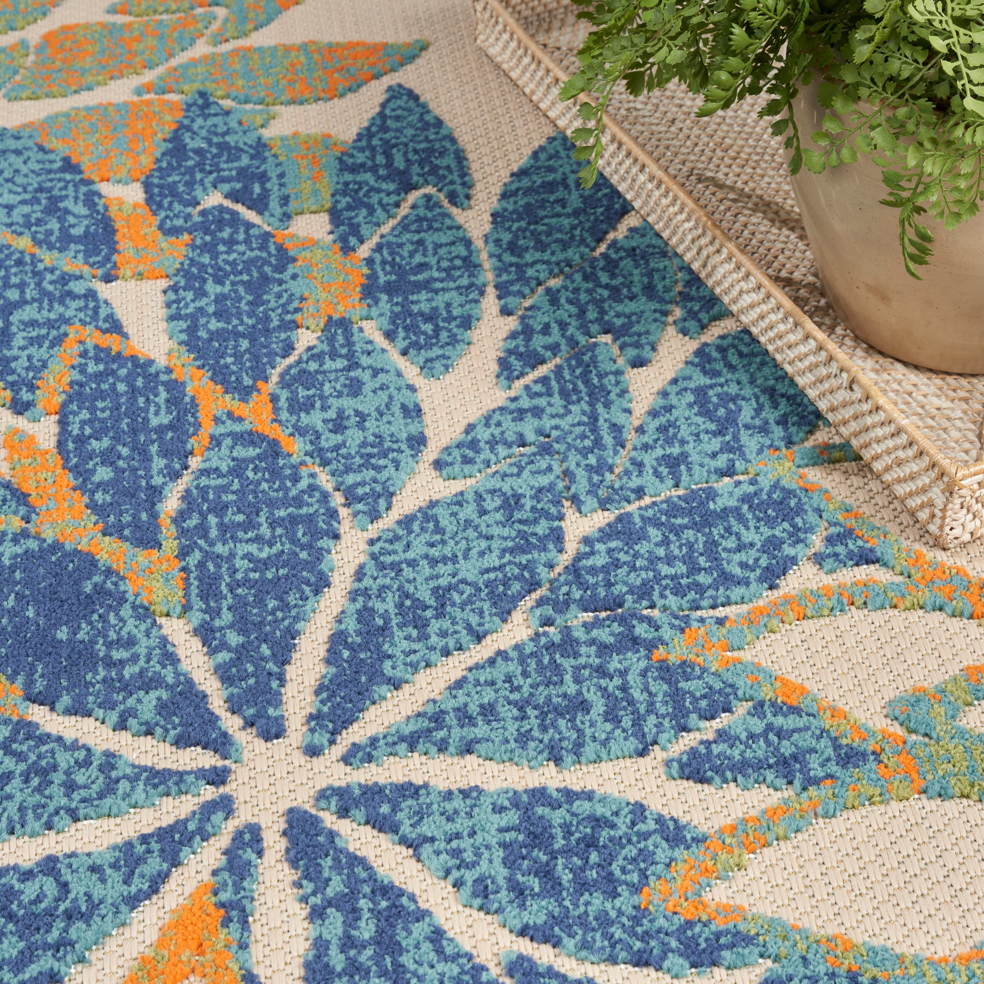 Nourison Home Aloha  Blue Green  Contemporary