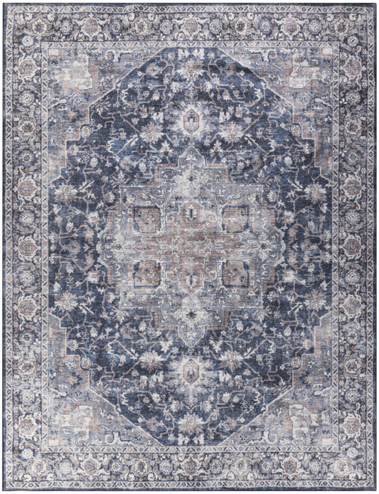Nourison Home New Concept Washables  Ivory Navy  Traditional