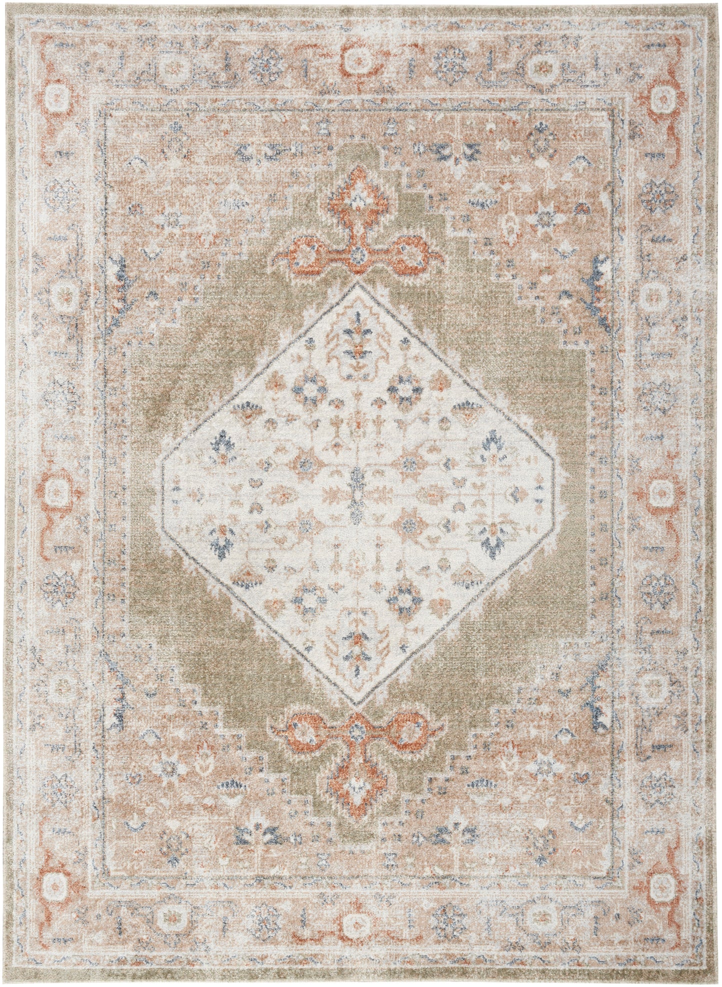 Nourison Home Astra Machine Washable ASW11 Sage Multi Traditional Power-loomed Rug