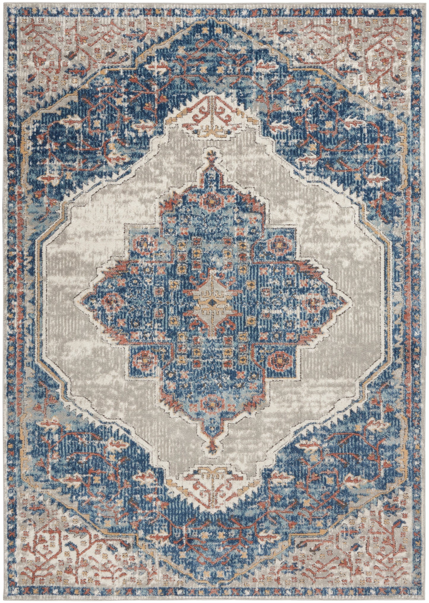Nourison Home Quarry QUA12 Blue Grey Traditional Power-loomed Rugs