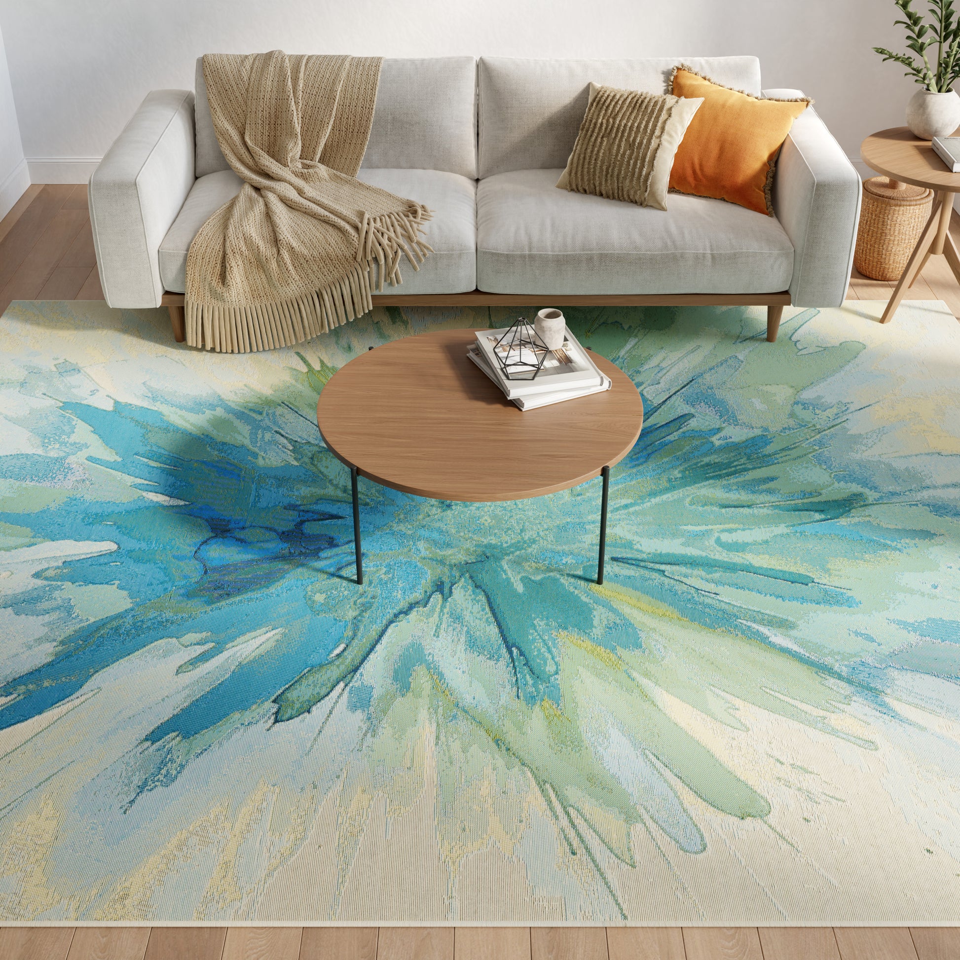 Nourison Home Color Splash  Ivory Blue  Contemporary