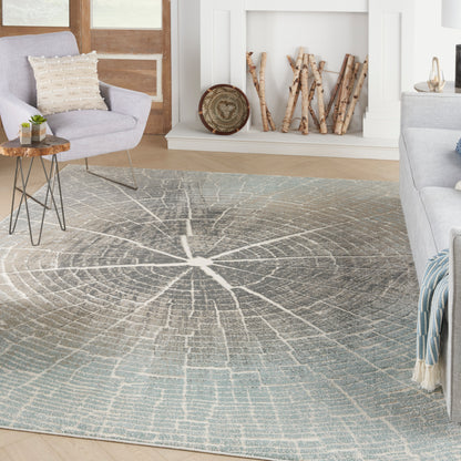 Nourison Home Marmara  Teal Grey Ivory  Contemporary