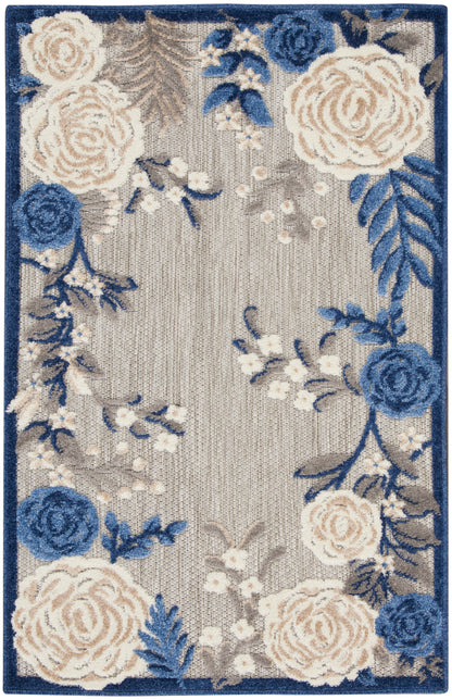 Nourison Home Aloha ALH32 Blue Grey Contemporary Power-loomed Rugs