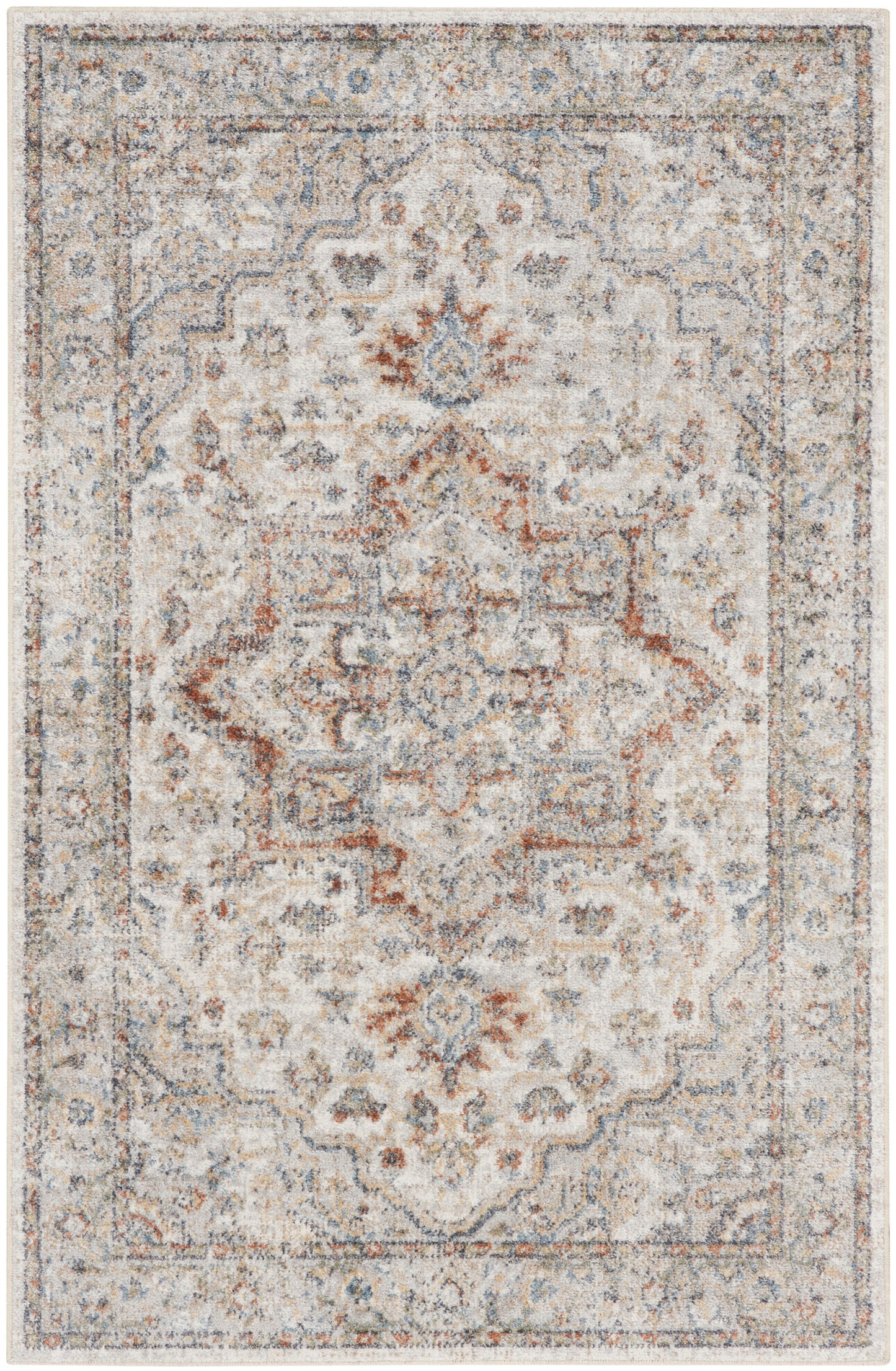 Nourison Home Astra Machine Washable ASW12 Grey Multicolor Traditional Power-loomed Rug
