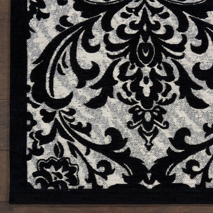 Nourison Home Damask  Black White  Traditional