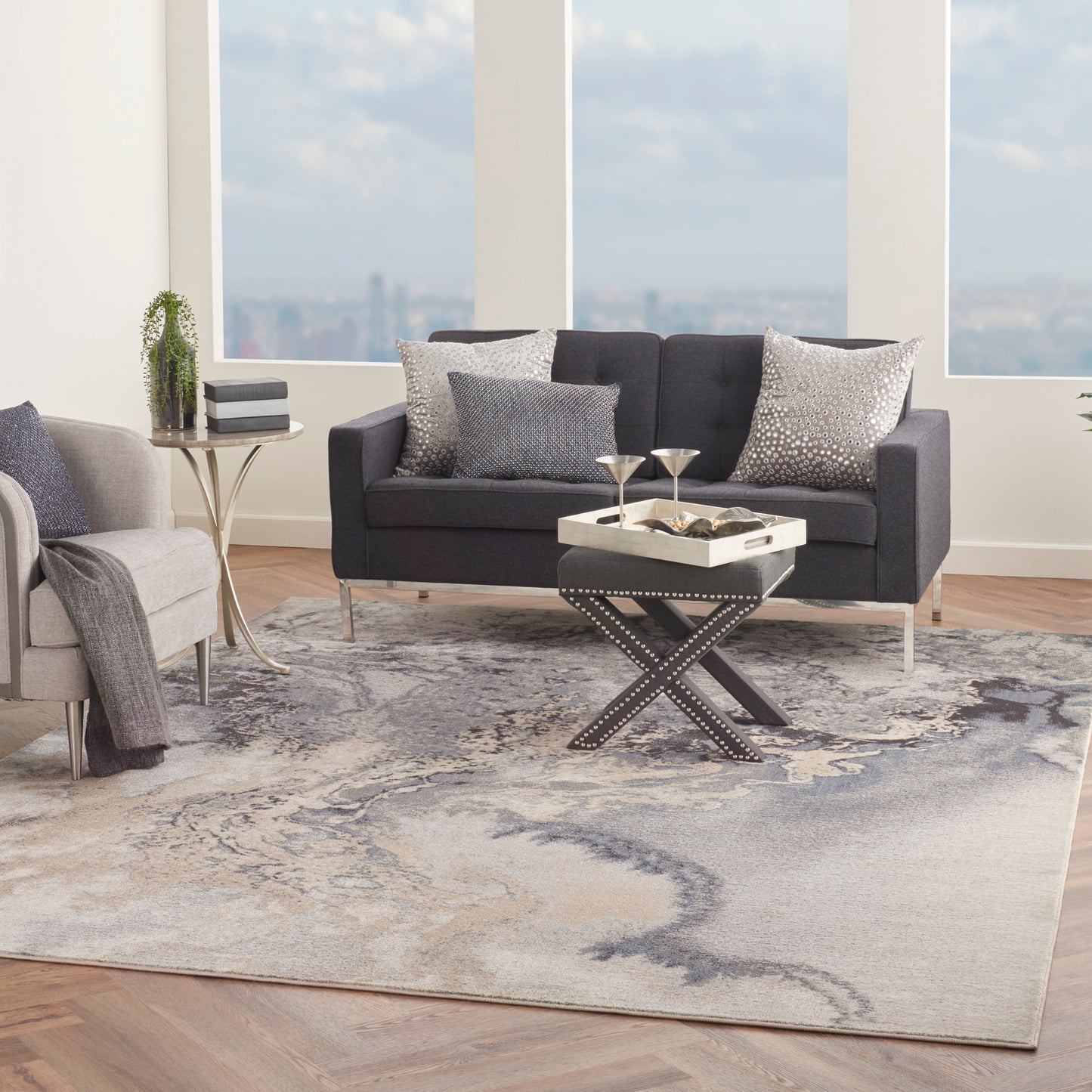 Nourison Home Maxell  Grey  Contemporary