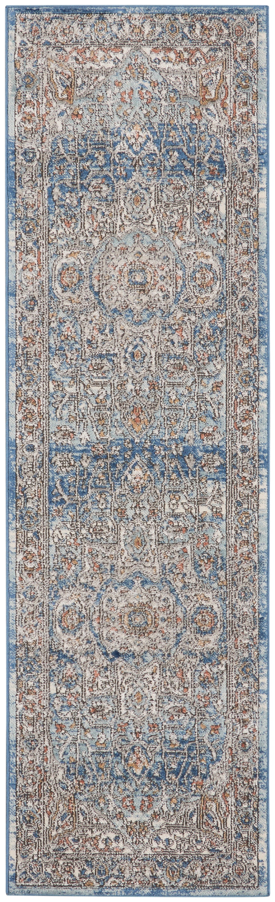 Nourison Home Quarry QUA11 Ivory Blue Traditional Power-loomed Rugs