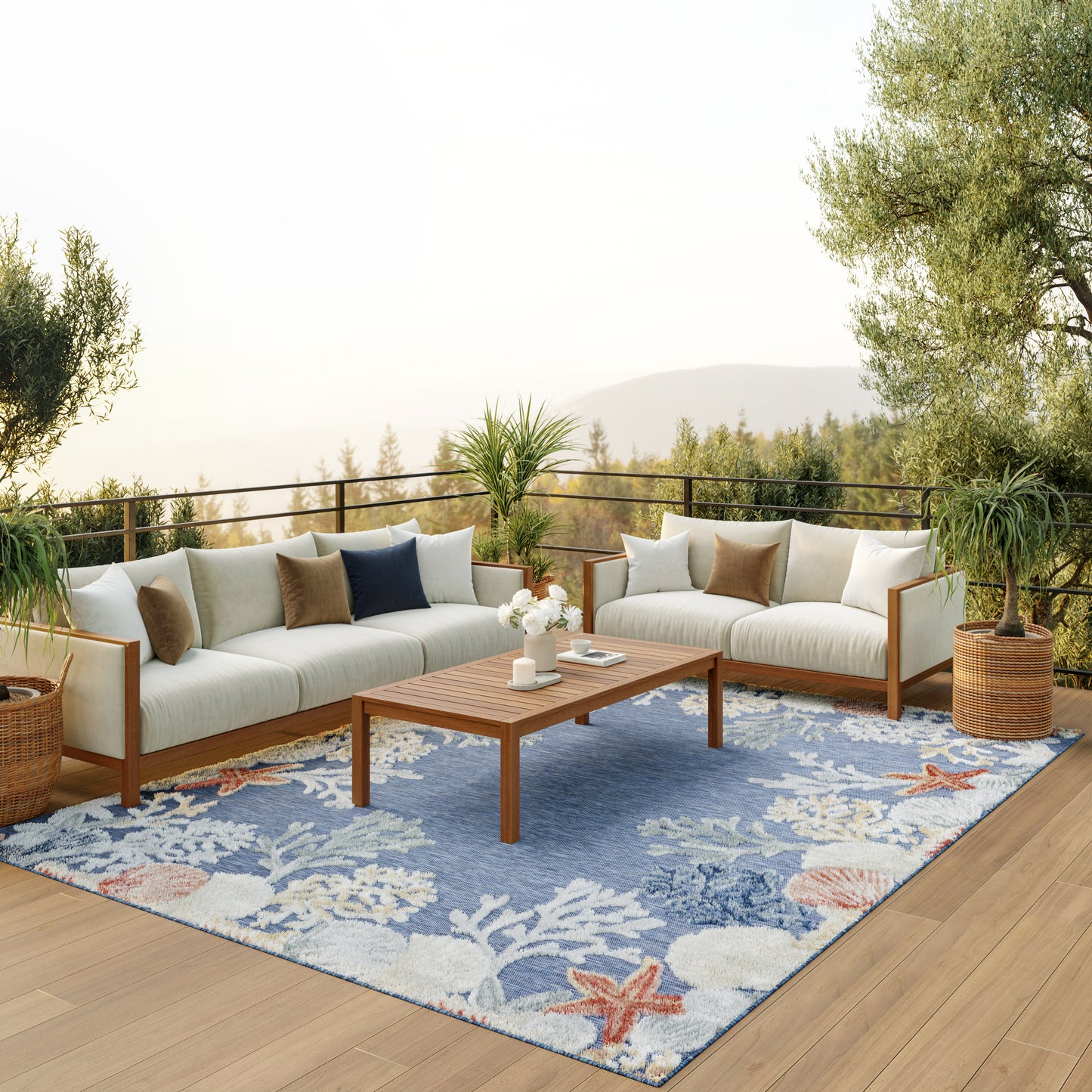 Nourison Home Suncoast  Denim Multicolor  Contemporary