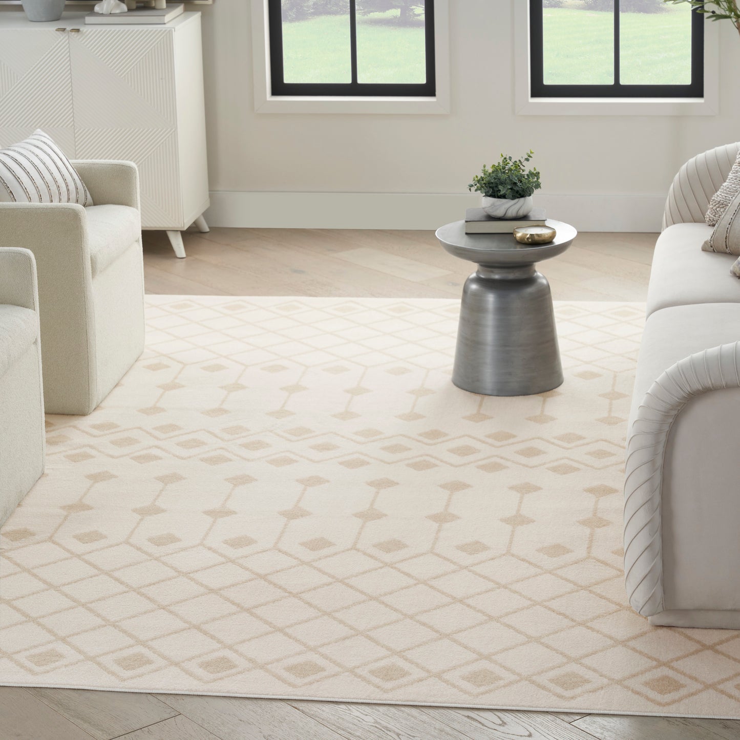 Nourison Home Grafix  Ivory Beige  Transitional