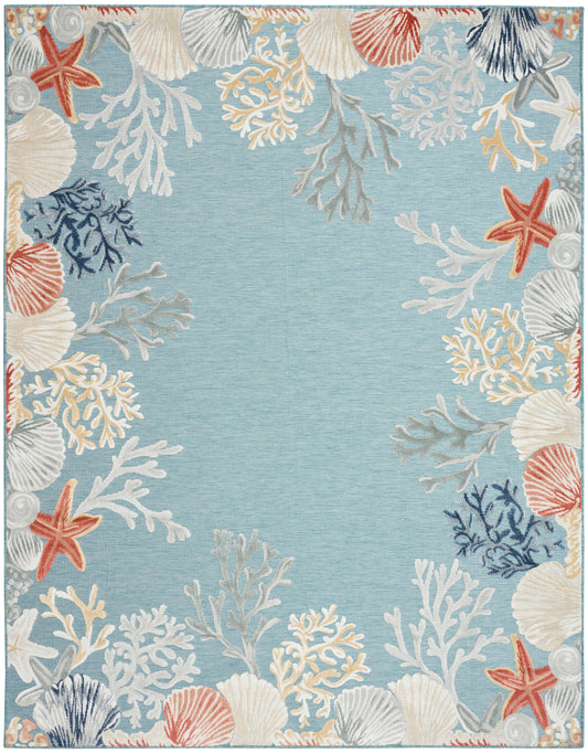 Nourison Home Suncoast  Teal Multicolor  Contemporary