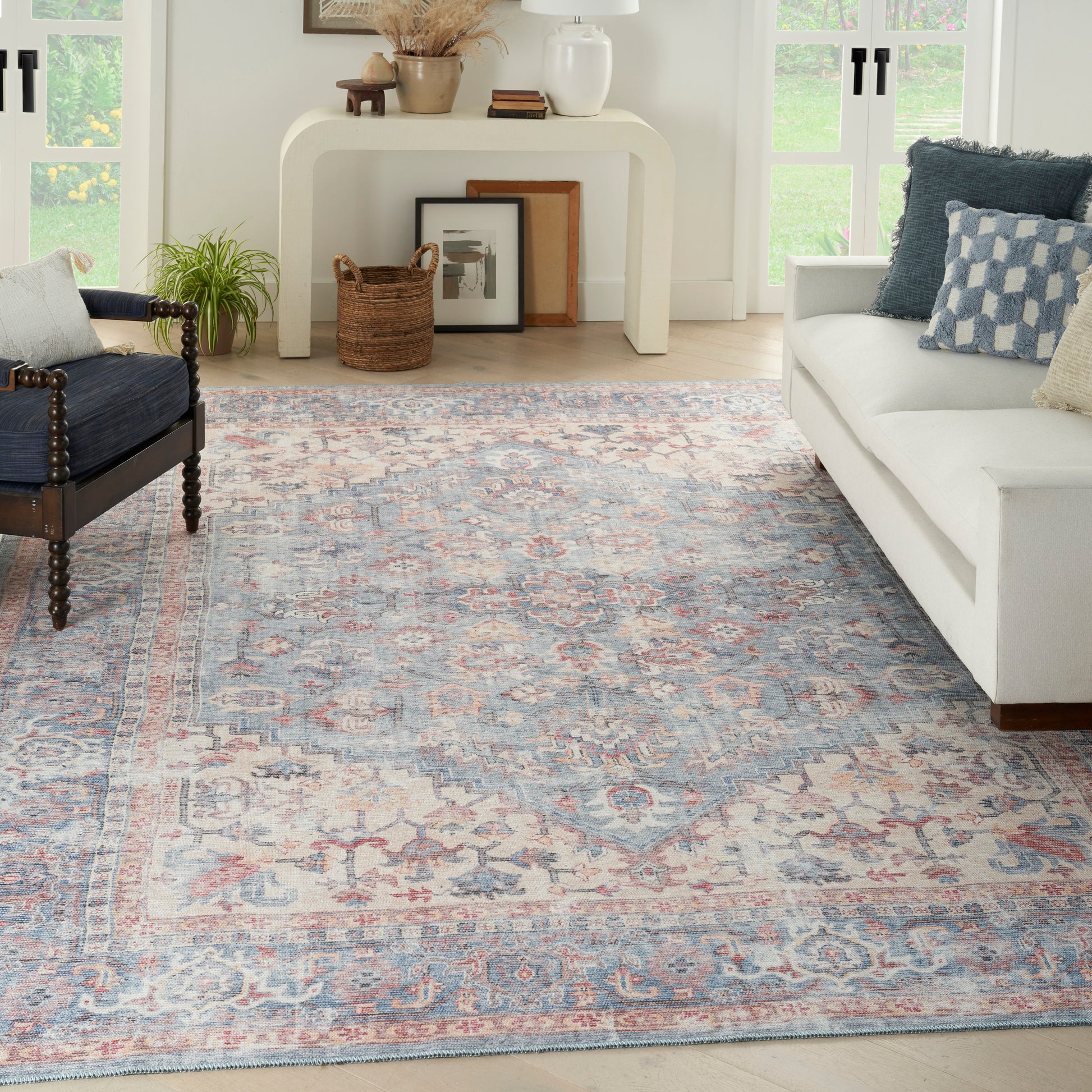 Nourison Home New Concept Washables  Blue Multicolor  Traditional