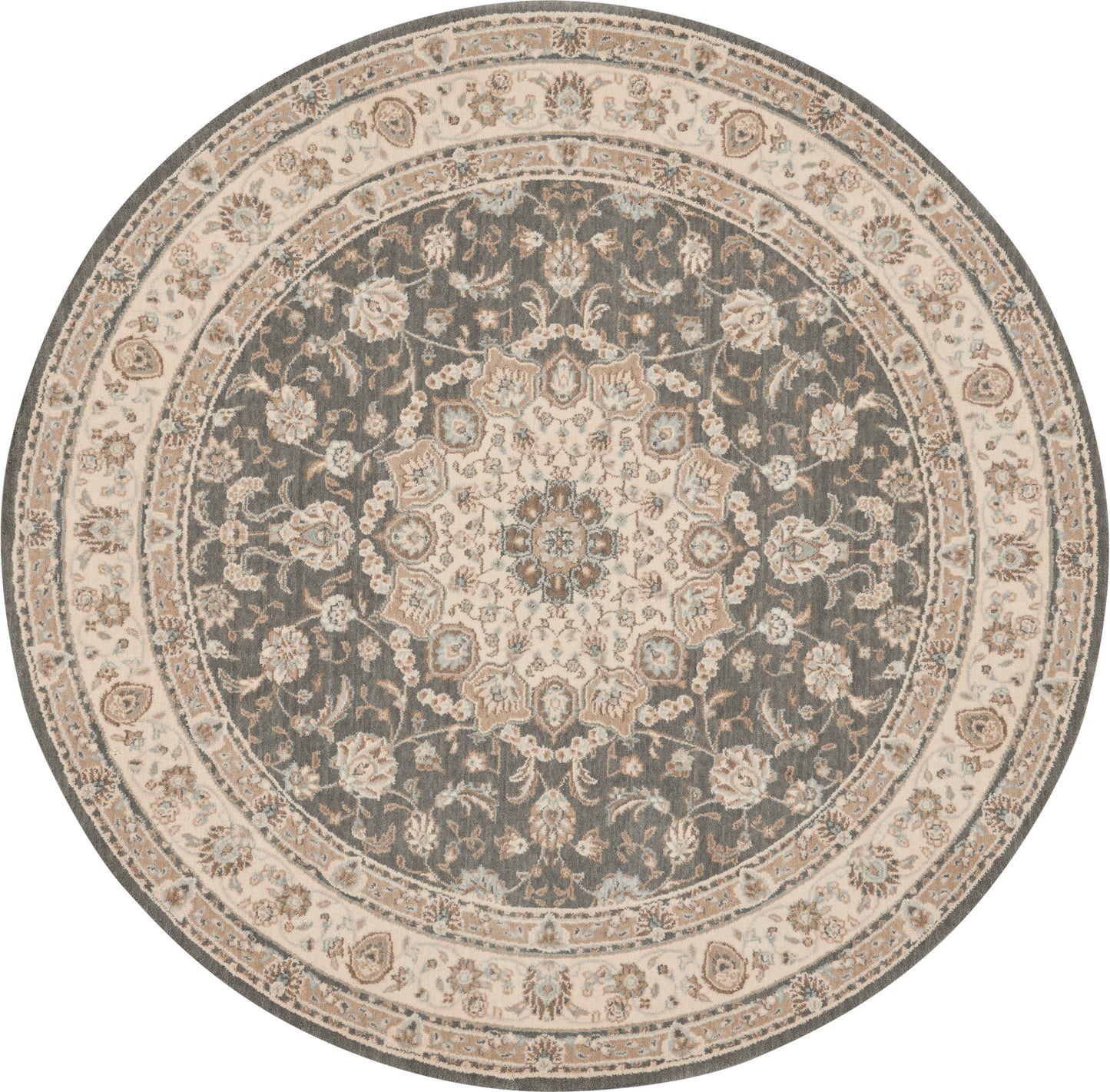 Nourison Home Living Treasures LI15 Grey Ivory Traditional Loom-woven Rug