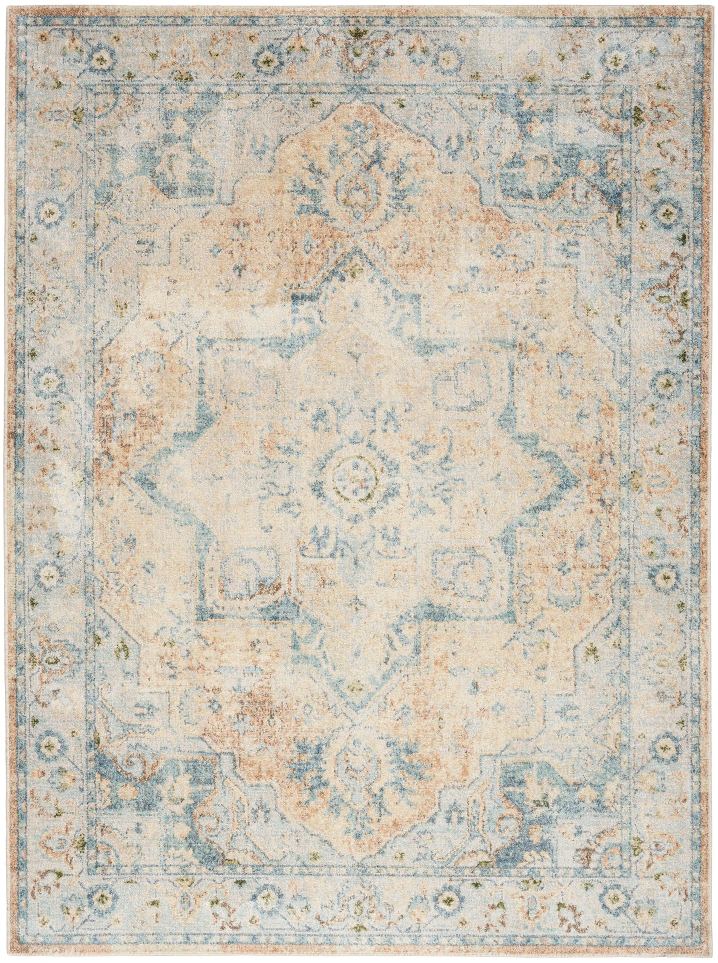 Nourison Home Astra Machine Washable ASW12 Beige Blue Traditional Power-loomed Rug