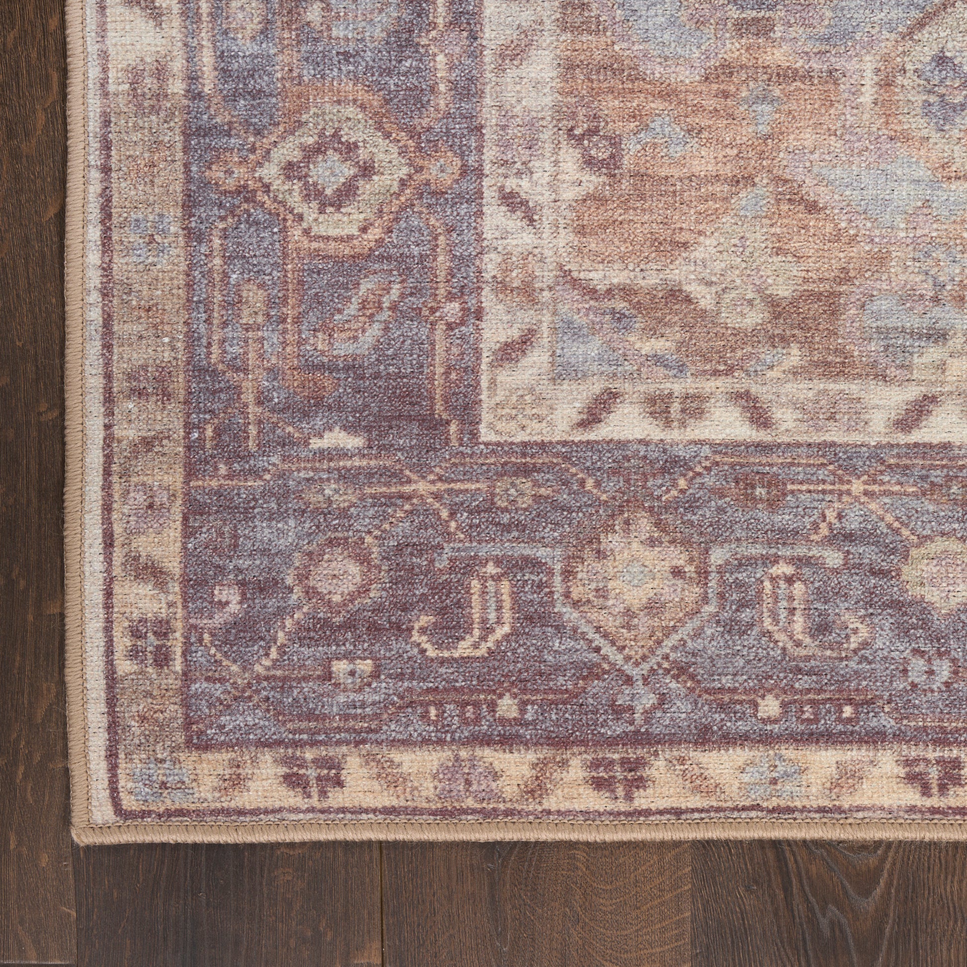 Nourison Home Vintage Washables  Ivory Purple  Traditional