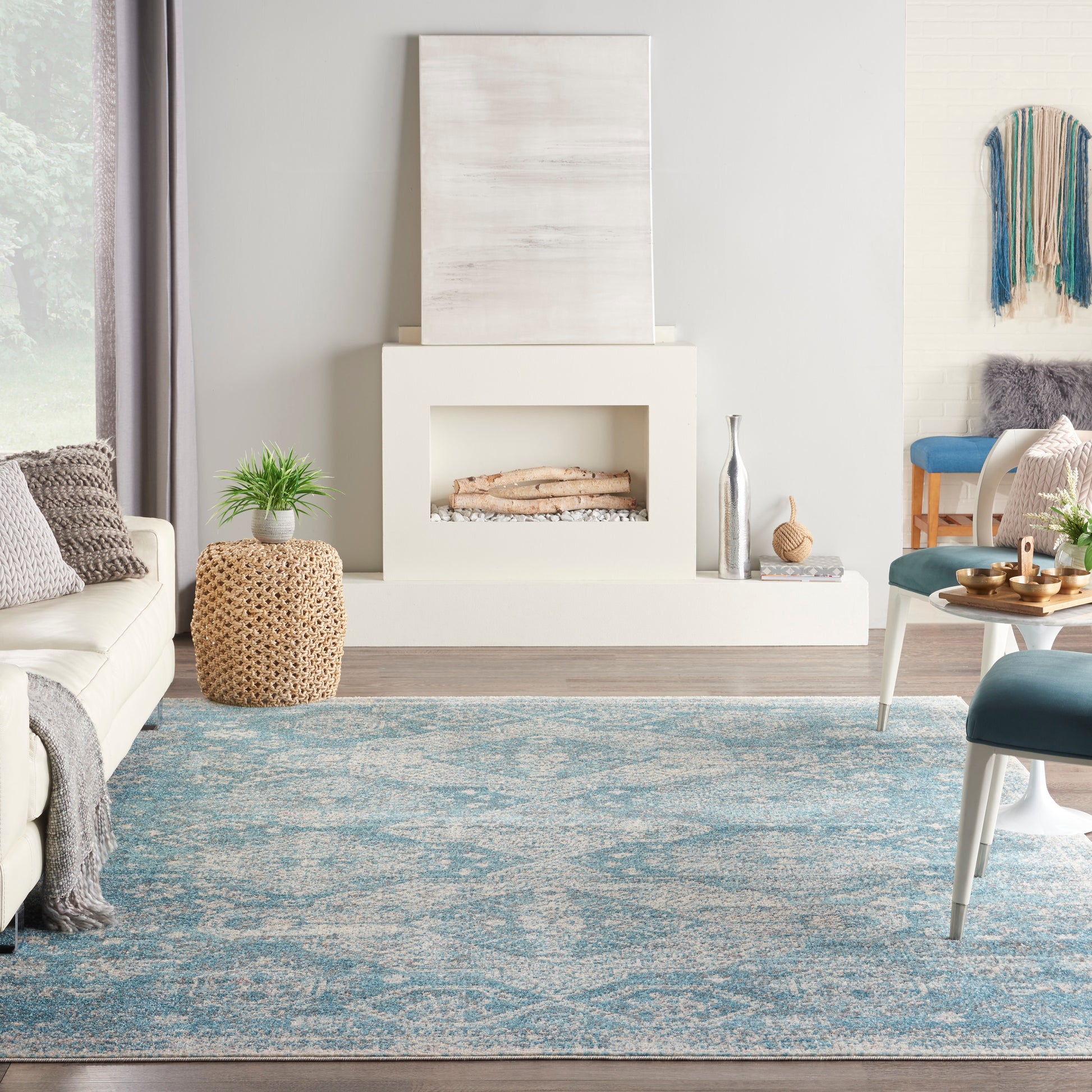Nourison Home Tranquil  Lt.Blue Ivory  Traditional