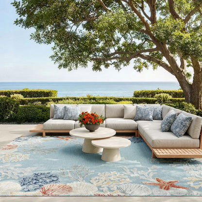 Nourison Home Suncoast  Teal Multicolor  Contemporary