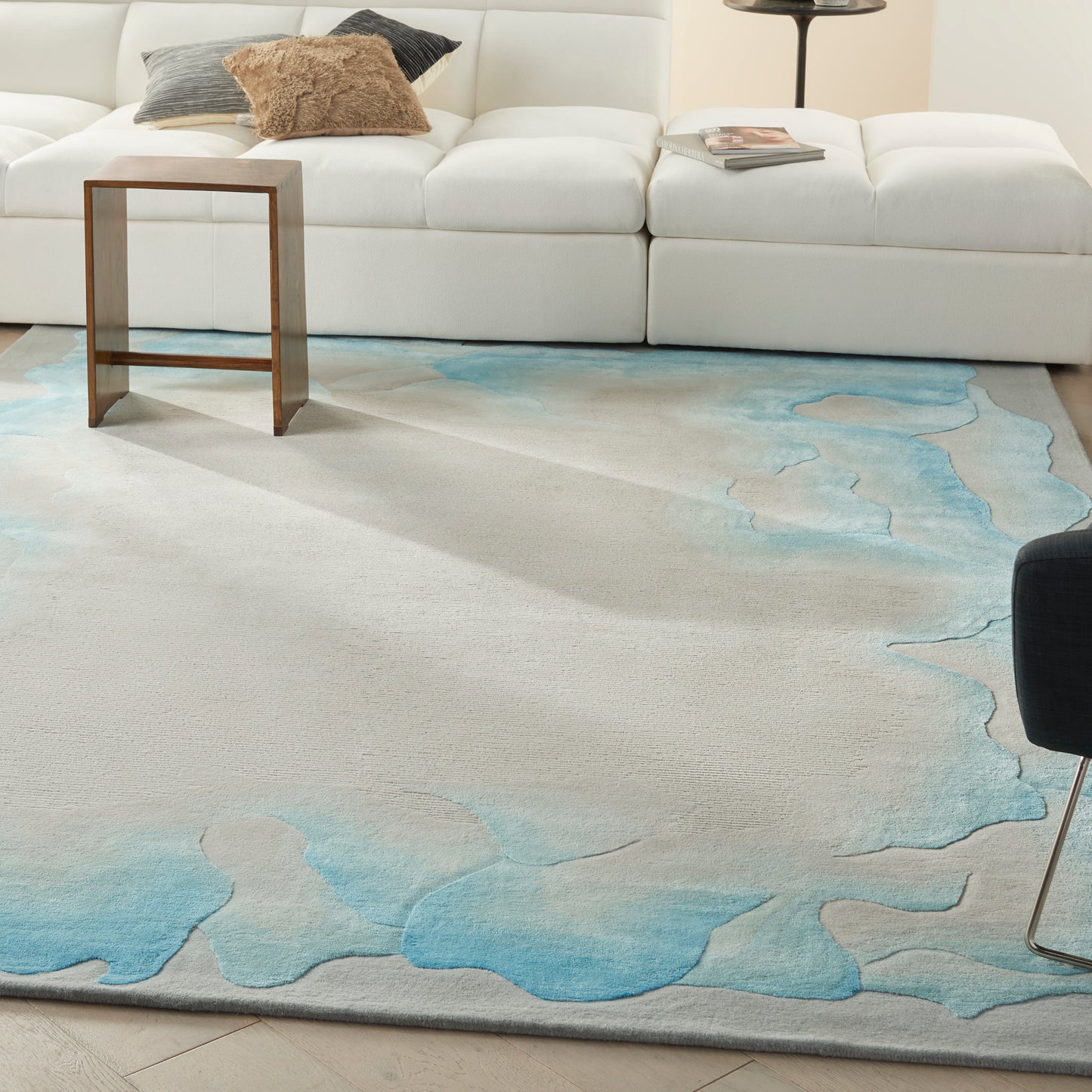 Nourison Home Prismatic  Sea Mist Blue  Contemporary