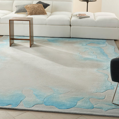 Nourison Home Prismatic  Sea Mist Blue  Contemporary