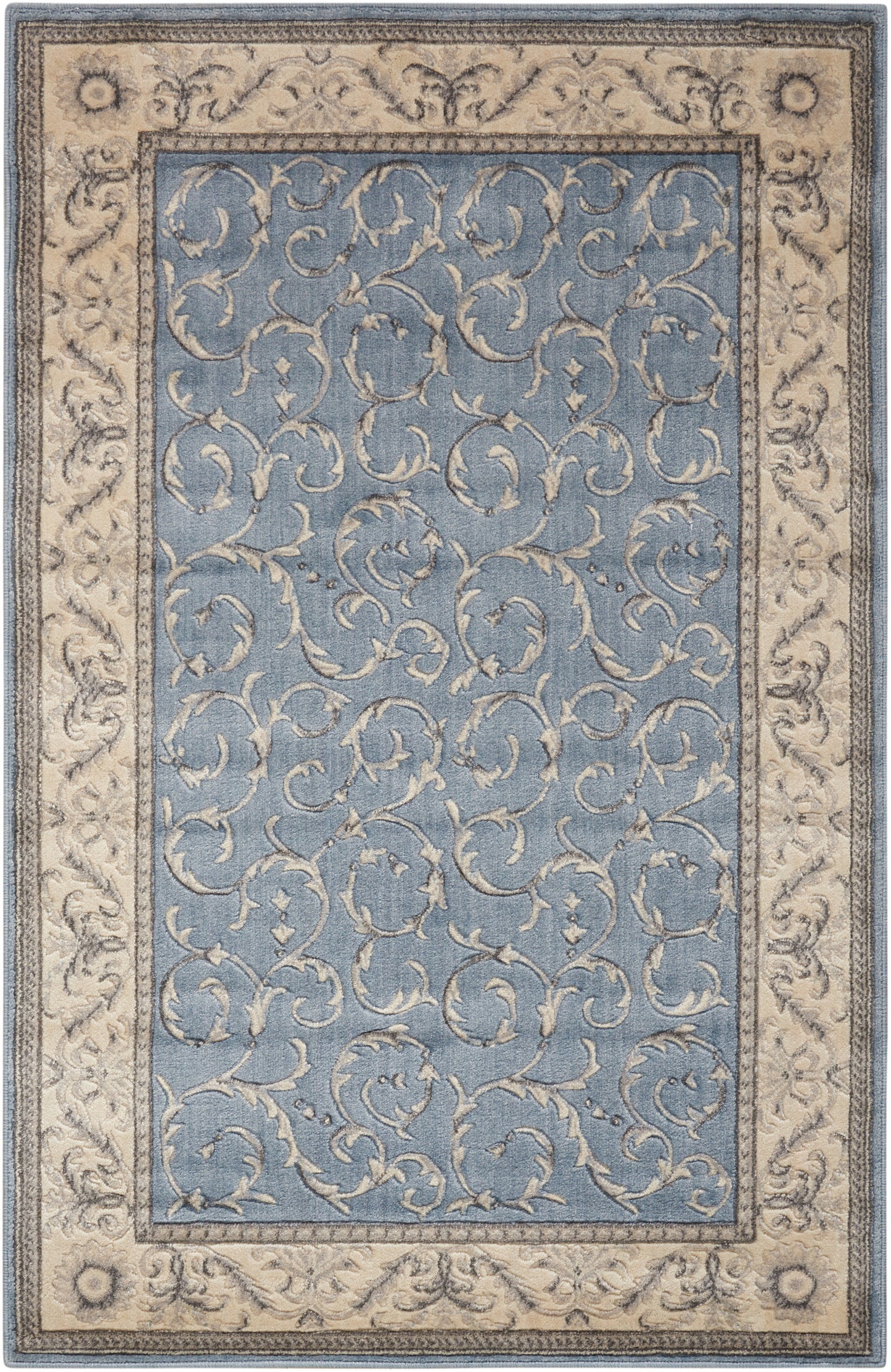 Nourison Home Somerset ST02 Light Blue Traditional Power-loomed Rug