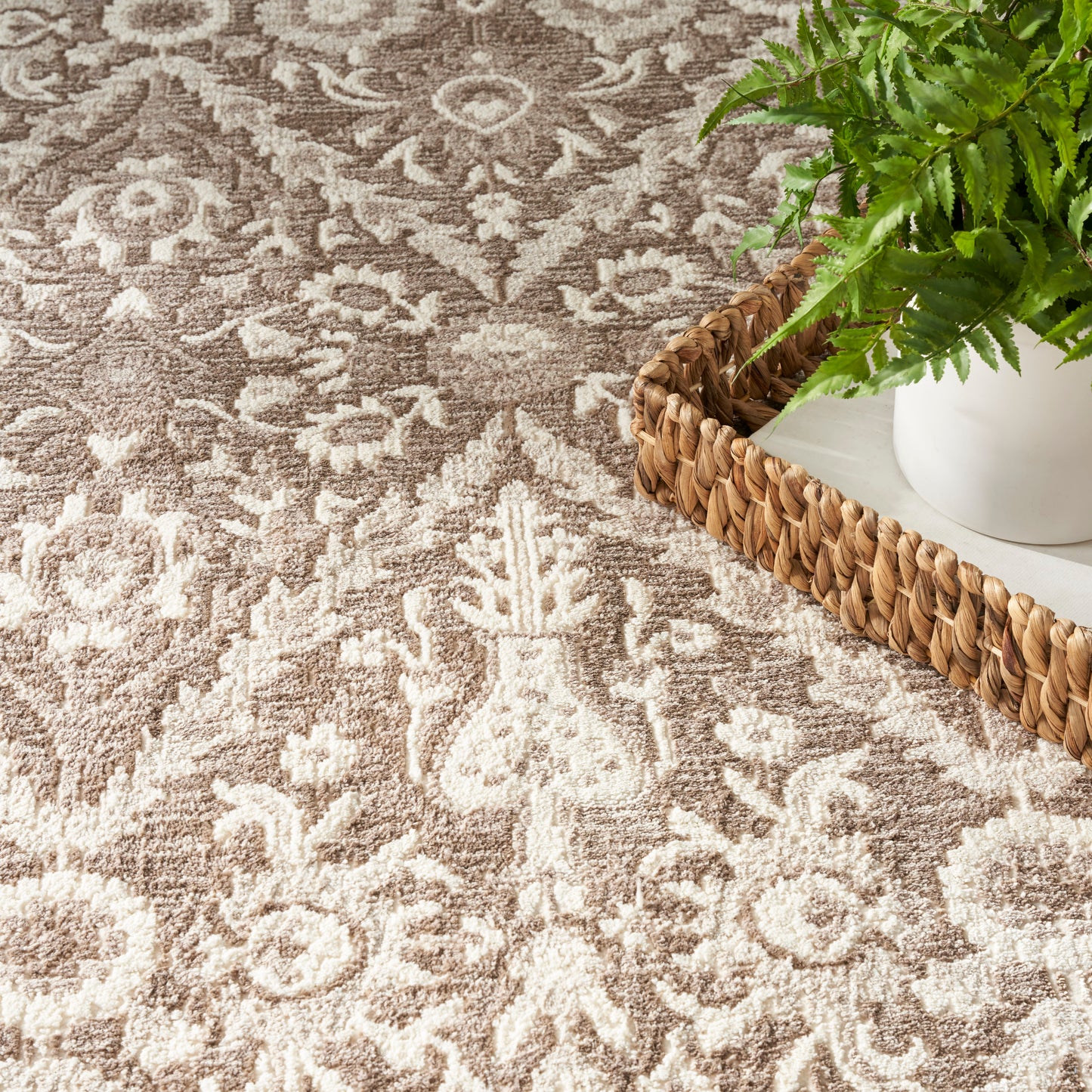 Nourison Home Eco Cycle  Ivory Mocha  Traditional