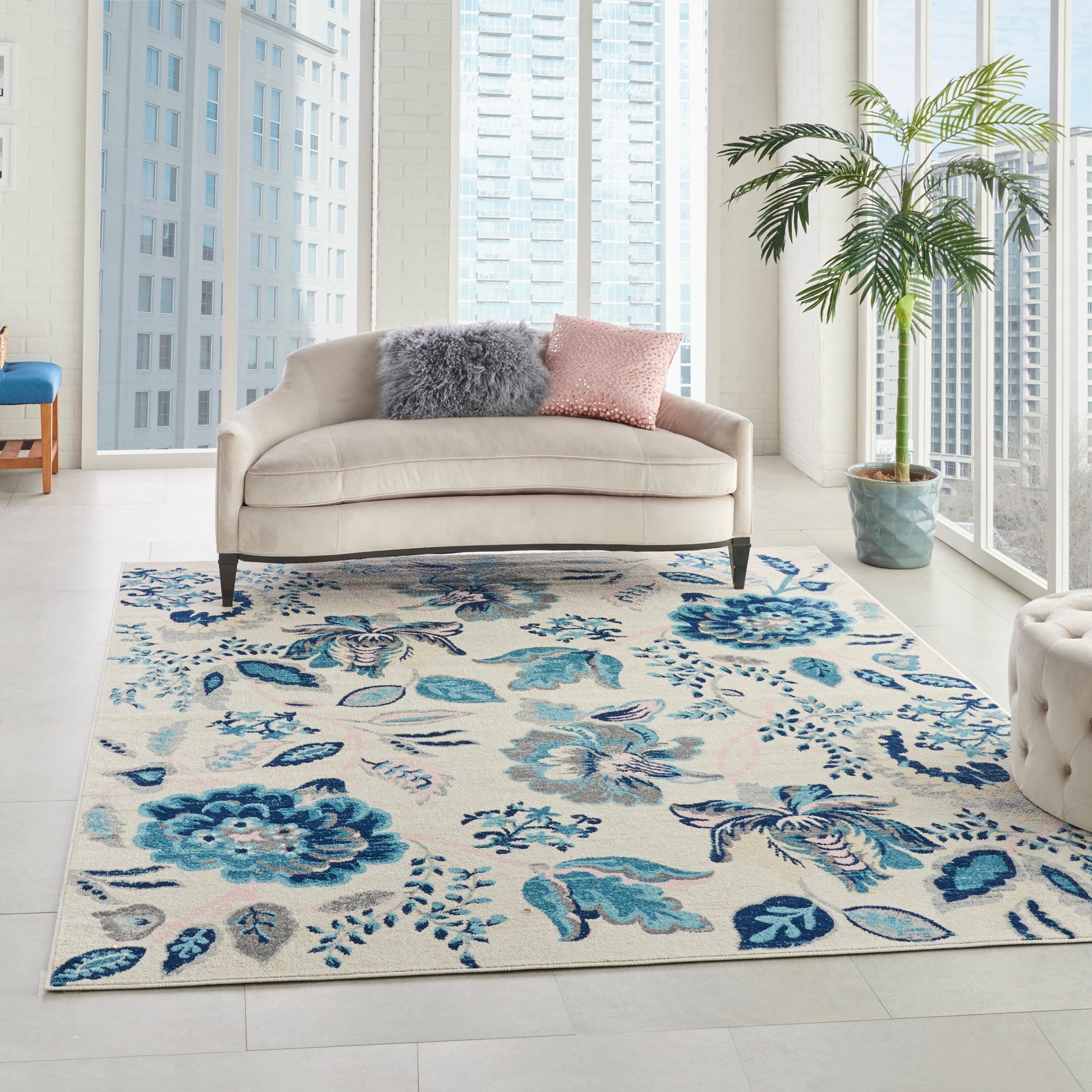 Nourison Home Tranquil  Ivory Light Blue  Contemporary