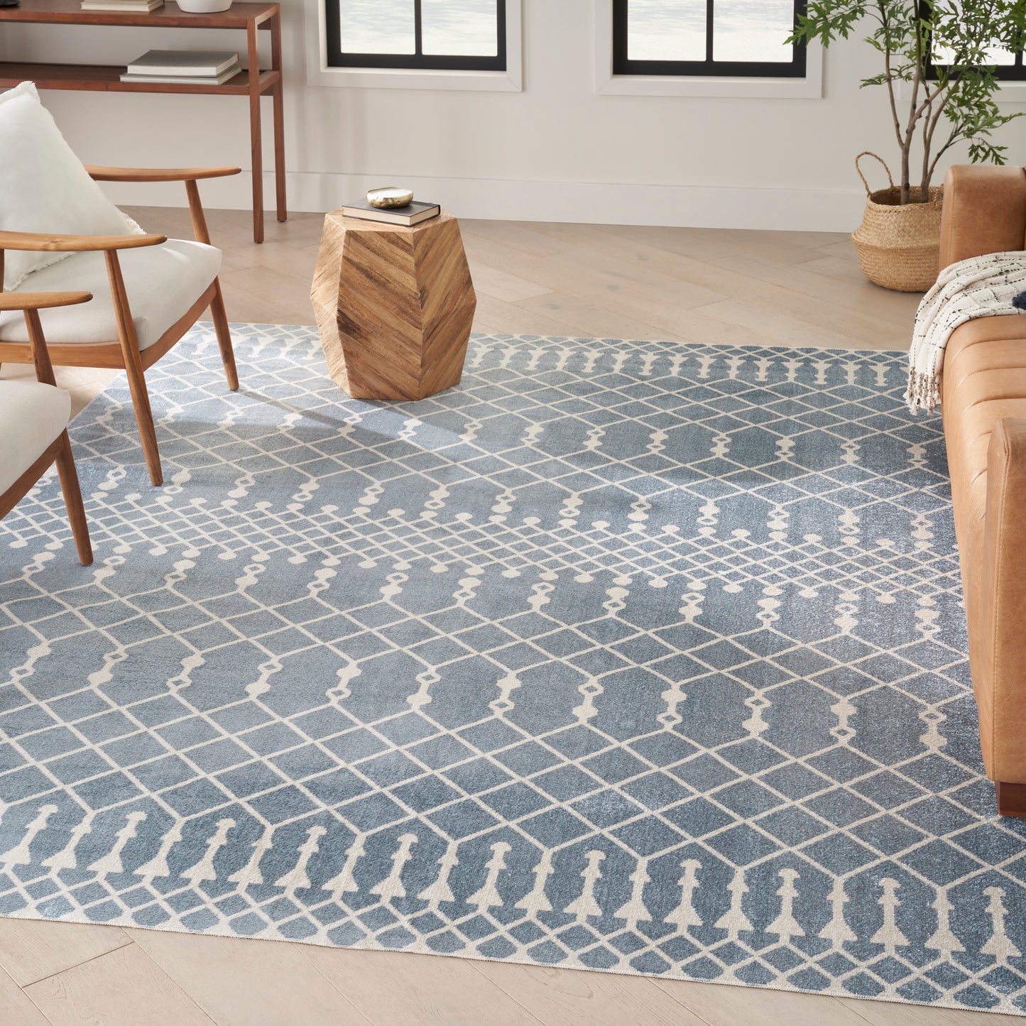 Nourison Home Astra Machine Washable  Blue  Transitional