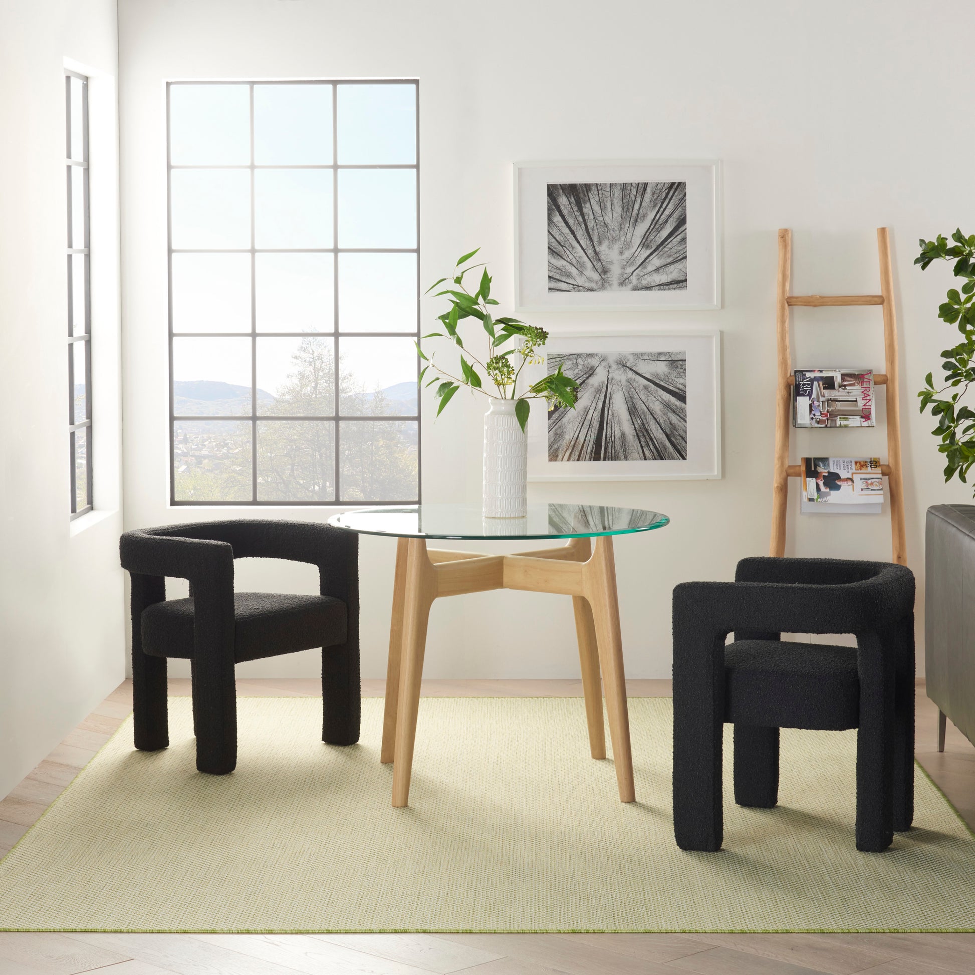 Nourison Home Courtyard  Ivory Green  Contemporary