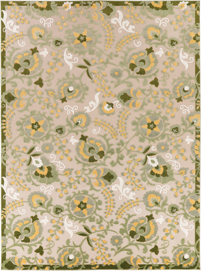 Nourison Home Aloha ALH17 Ivory Green Contemporary Power-loomed Rugs