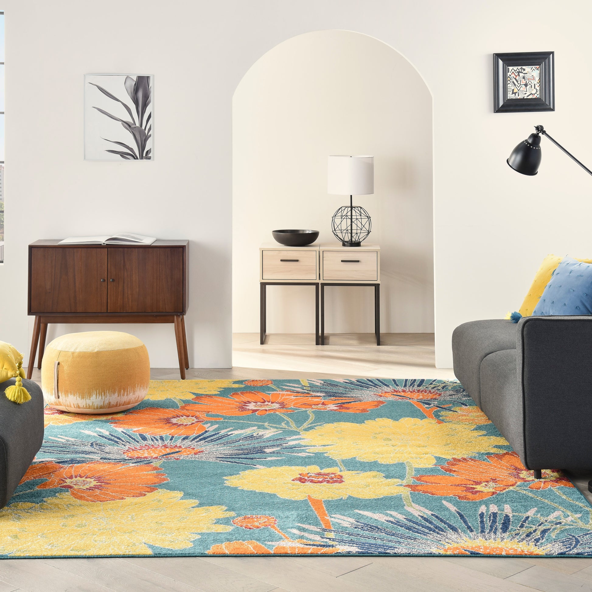 Nourison Home Allur  Turquoise Multicolor  Contemporary