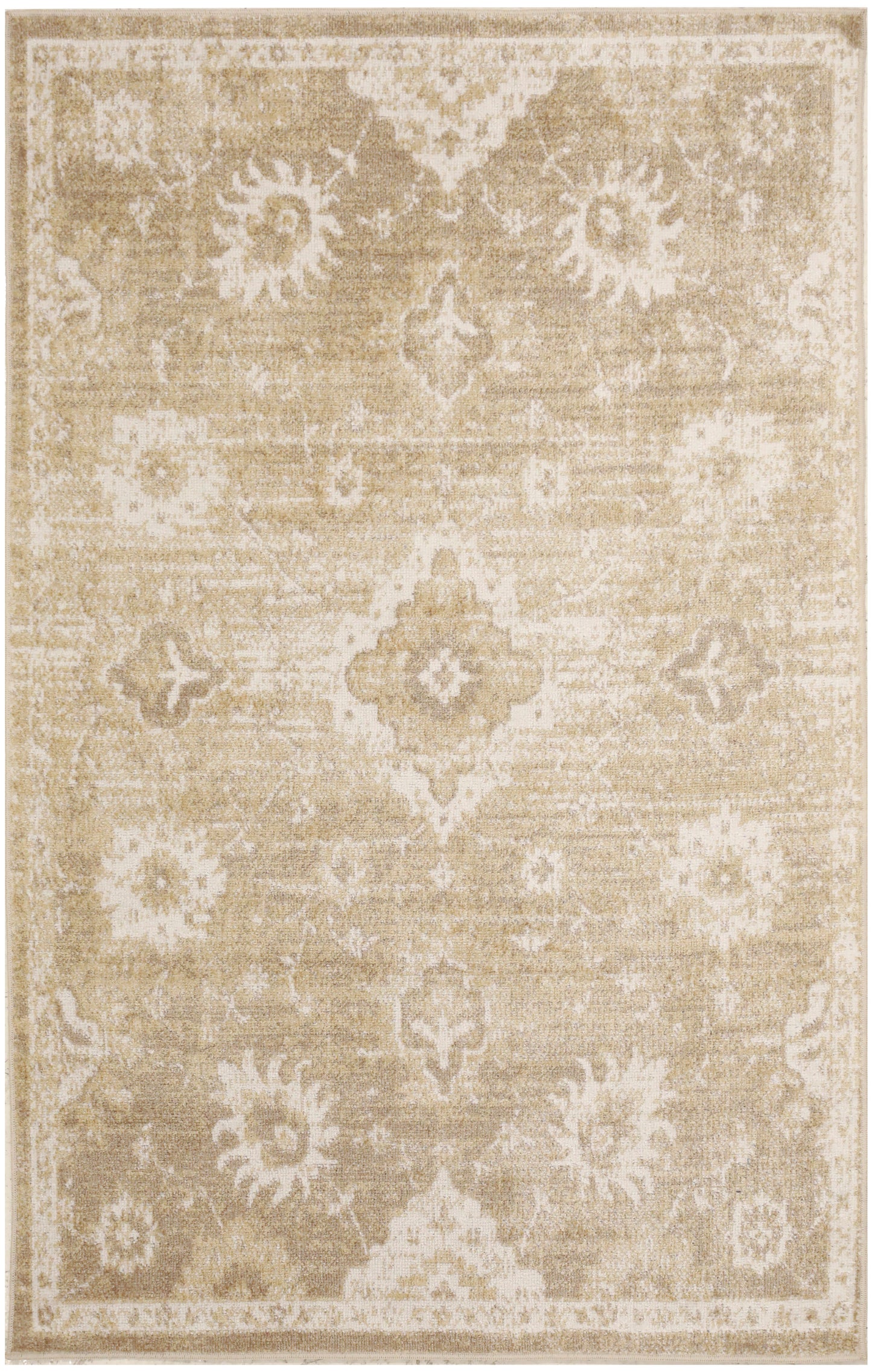 Nourison Home Astra Machine Washable ASW19 Ivory Gold Traditional Power-loomed Rug