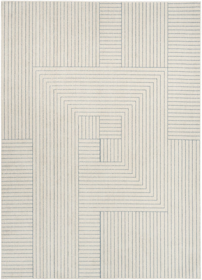 Nourison Home Washable Decor WSD11 Cream Blue Contemporary Loom-woven Rug