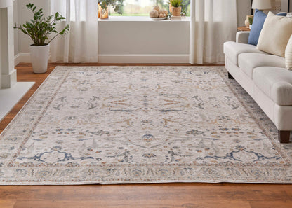 Feizy Pasha 39M4F Ivory Blue Transitional/Bohemian & Eclect Machinemade Rug - Rugs - Feizy - Atlanta Designer Rugs