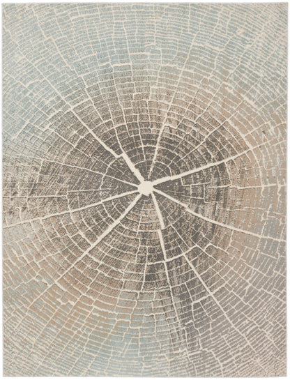 Nourison Home Marmara MRA06 Teal Grey Ivory Contemporary Power-loomed Rug