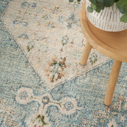 Nourison Home Astra Machine Washable  Silver Blue  Traditional