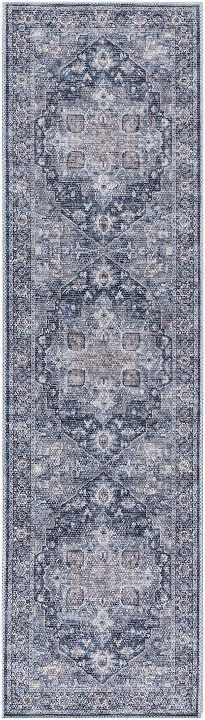 Nourison Home New Concept Washables SR101 Ivory Navy Traditional Machine Woven Rug