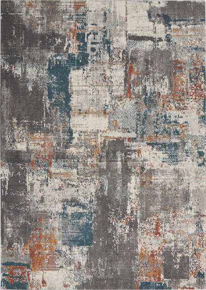 Nourison Home Tangra TNR06 Grey Multicolor Contemporary Power-loomed Rug