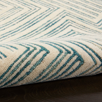 Nourison Home Interlock  Ivory Turquoise  Contemporary