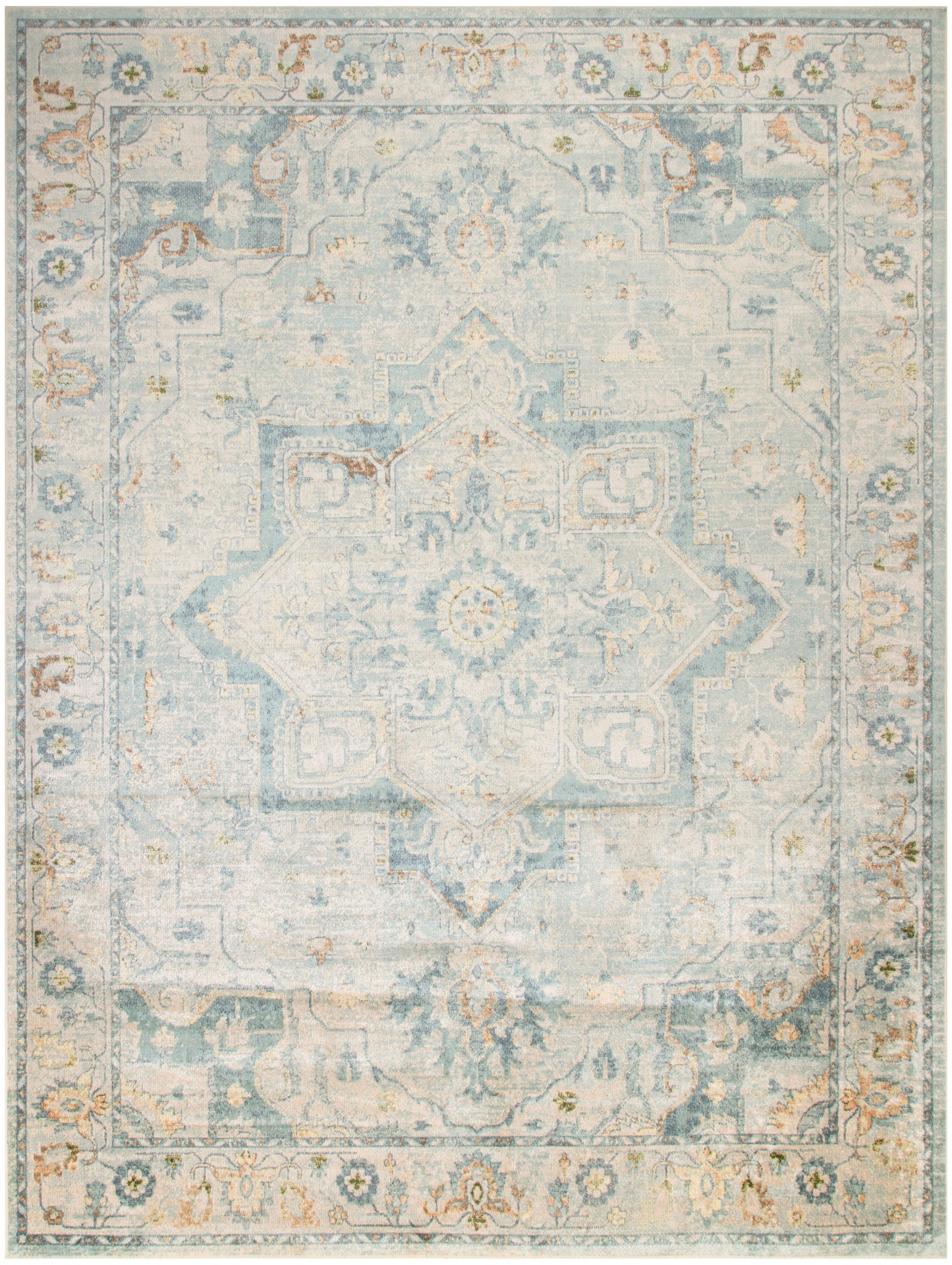 Nourison Home Astra Machine Washable ASW12 Light Blue Traditional Power-loomed Rug