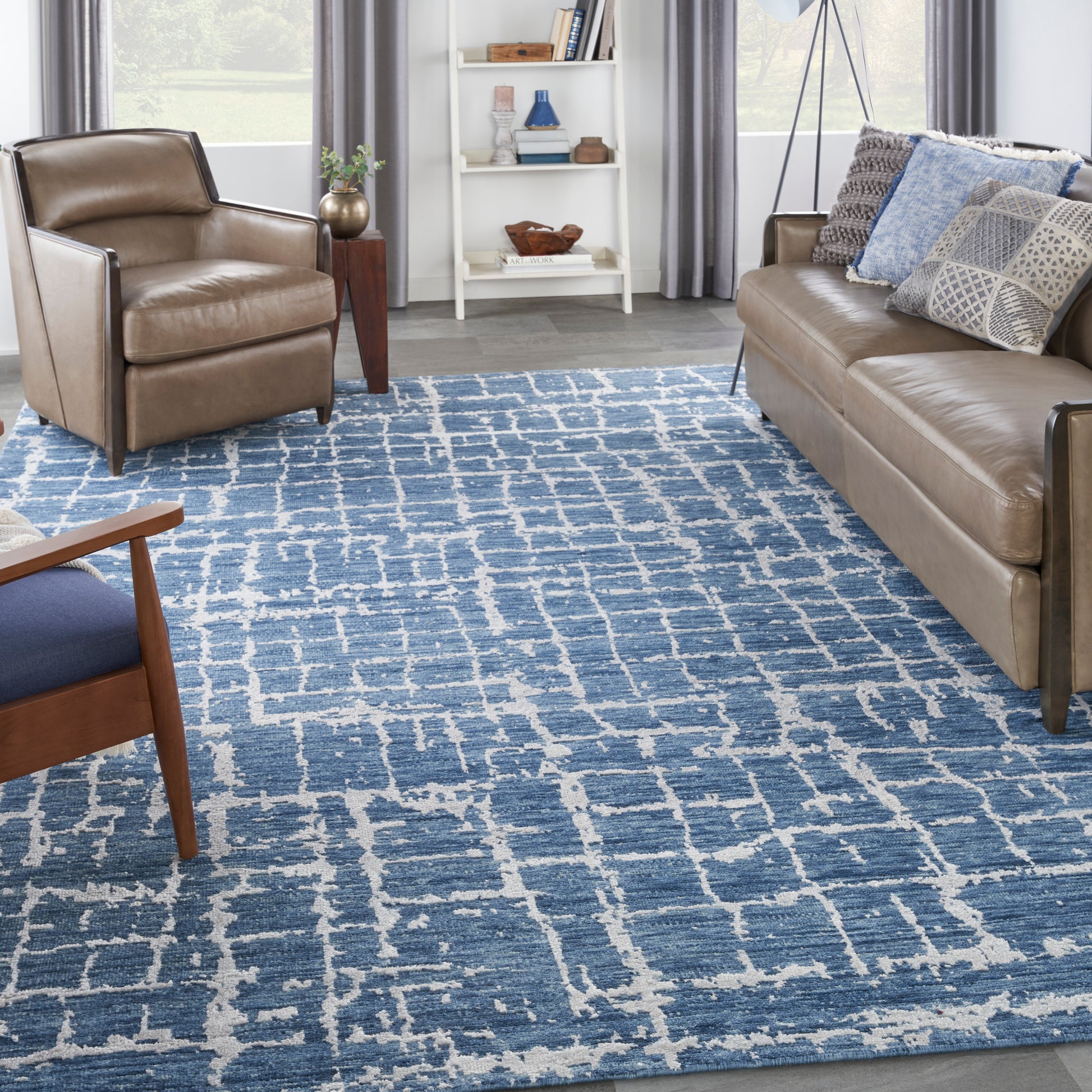 Nourison Home Luna  Blue Silver  Contemporary